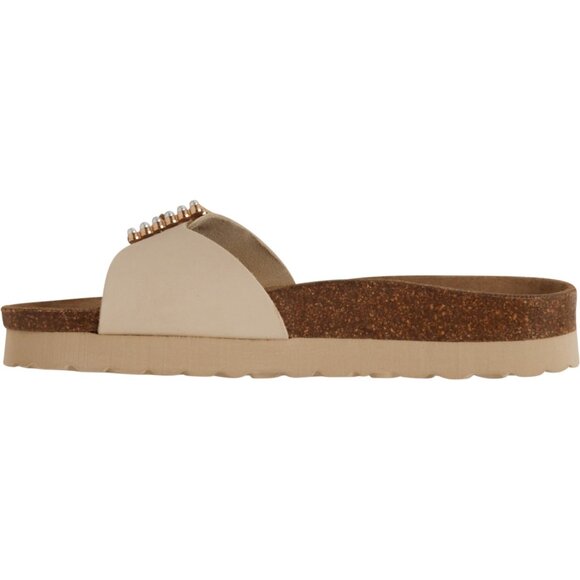 NEW BIO GREEN Made in Spain Big Tonal Pearl Buckle Slide Sandals - Suede 253 - Picture 4 of 5